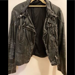 Free People Distressed Leather Moto Jacket